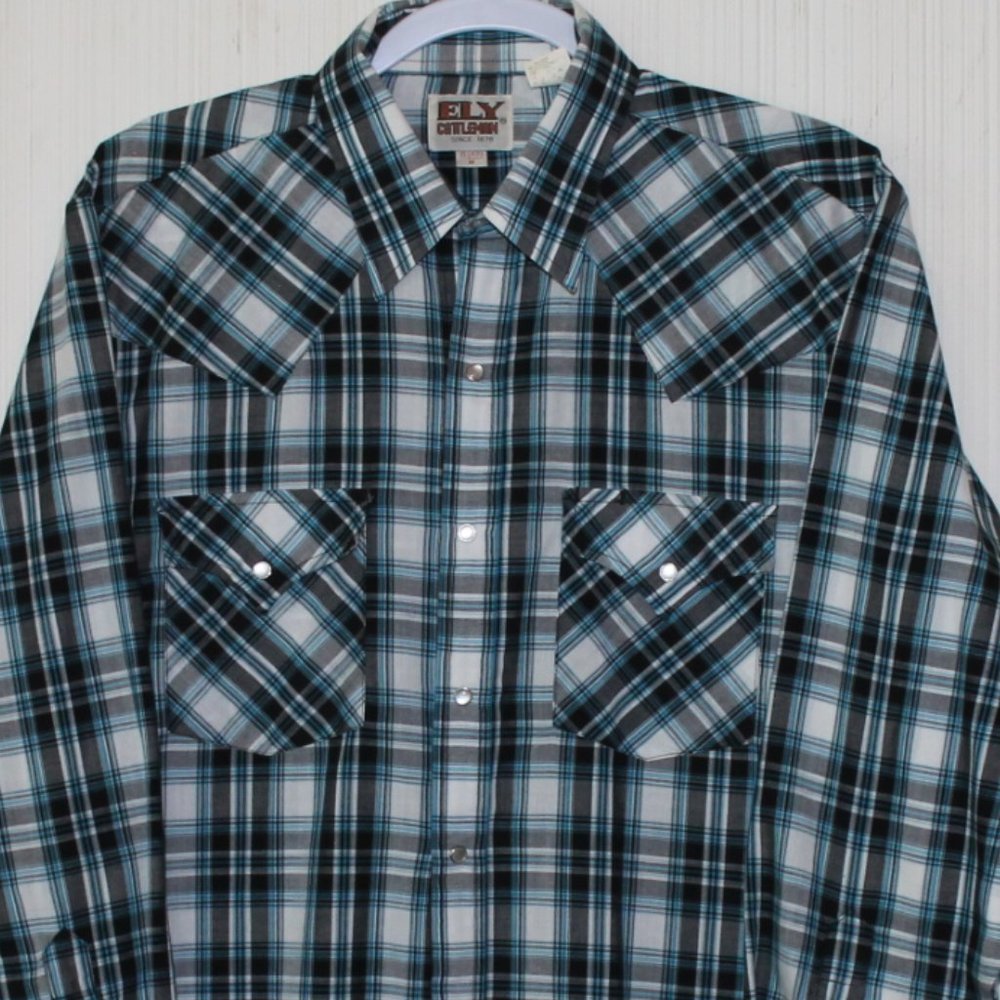 Ely Cattleman Men's Pearl Snap Long Sleeve Size M